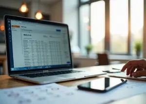 Рабочее место ИП с ноутбуком и электронными документами для ЭДО