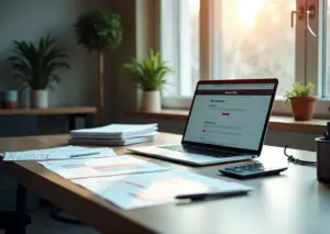 Рабочее место с интерфейсом Контур.Эльба, документами и калькулятором для электронной отчётности ИП